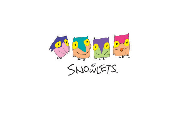 SNOWLETS品牌LOGO設(shè)計(jì)：采用四個(gè)不同造型的卡通物依次排列配上了不同的色彩