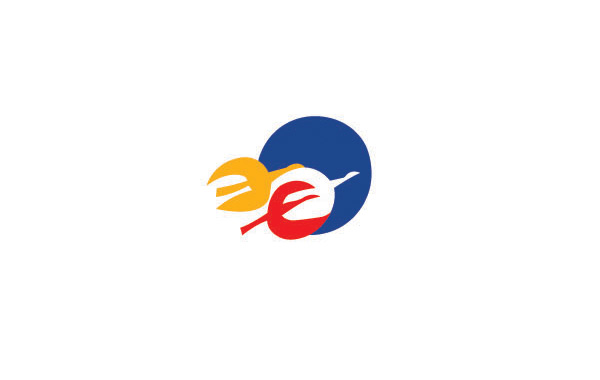 非洲地區(qū)風(fēng)格LOGO設(shè)計：藍紅黃三種不同的圖案色彩搭配在一起