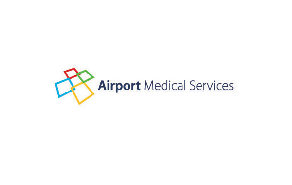 紅色藍(lán)色黃色綠色方塊的創(chuàng)意設(shè)計(jì)，AIRPORT Medical Services