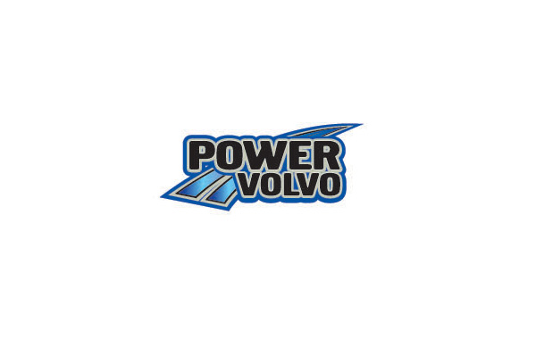 POWER國外一款電子科技公司標(biāo)志設(shè)計(jì)：以字母為主體背景是藍(lán)色的弧線向上