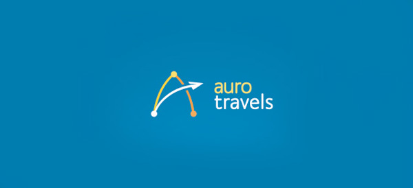 aurotravels公司LOGO設(shè)計(jì)采用了A字母變成為弓箭的創(chuàng)意