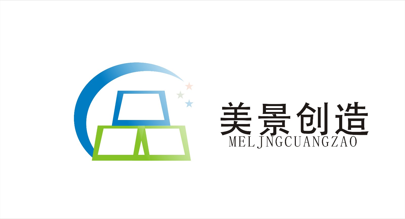美景創(chuàng)造公司LOGO設(shè)計(jì)，使用月亮與星星的元素為創(chuàng)意。