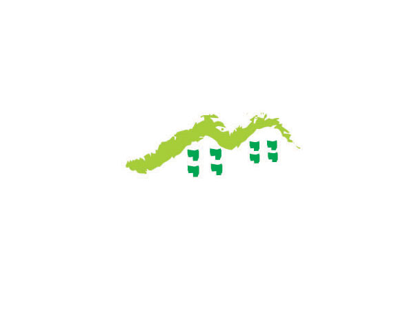 連綿起伏的山體與居住之家的窗戶相結(jié)合在一起做的房地產(chǎn)公司LOGO設(shè)計(jì)