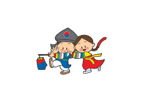 韓國服飾風格的小男女孩卡通形象
