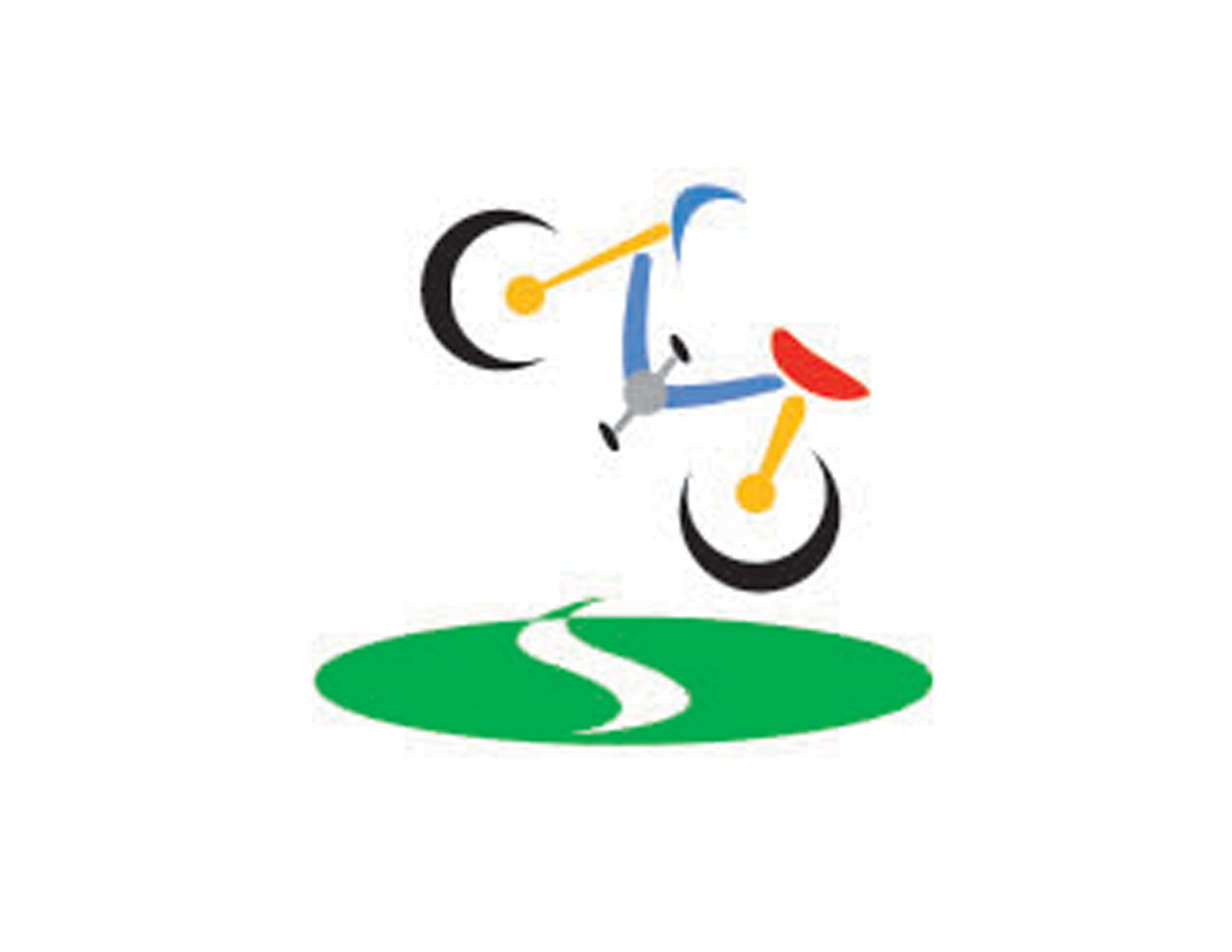 這是一個(gè)彩色自行車(chē)的圖案標(biāo)志設(shè)計(jì)，以倒影s相結(jié)合。